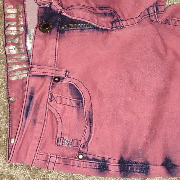 Hydraulic Jeans 11/12 Bailey Super Skinny bold rose color with black accents VGC - Picture 5 of 15